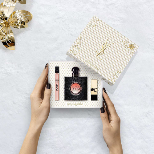 YSL Black Opium – Coffret cadeau glamour café noir & vanille, disponible chez Parfumerie Passion au meilleur prix | Livraison rapide partout au Maroc