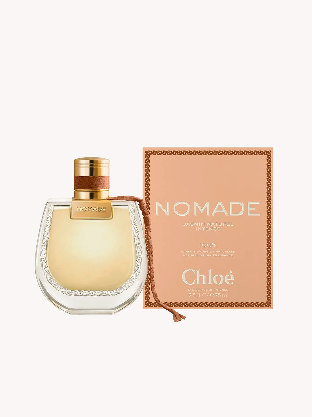 Détails du flacon Chloé Nomade – élégance du cuir et du verre doré Parfumerie Maroc | Meilleur Prix | Livraison Rapide | Produit Authentique