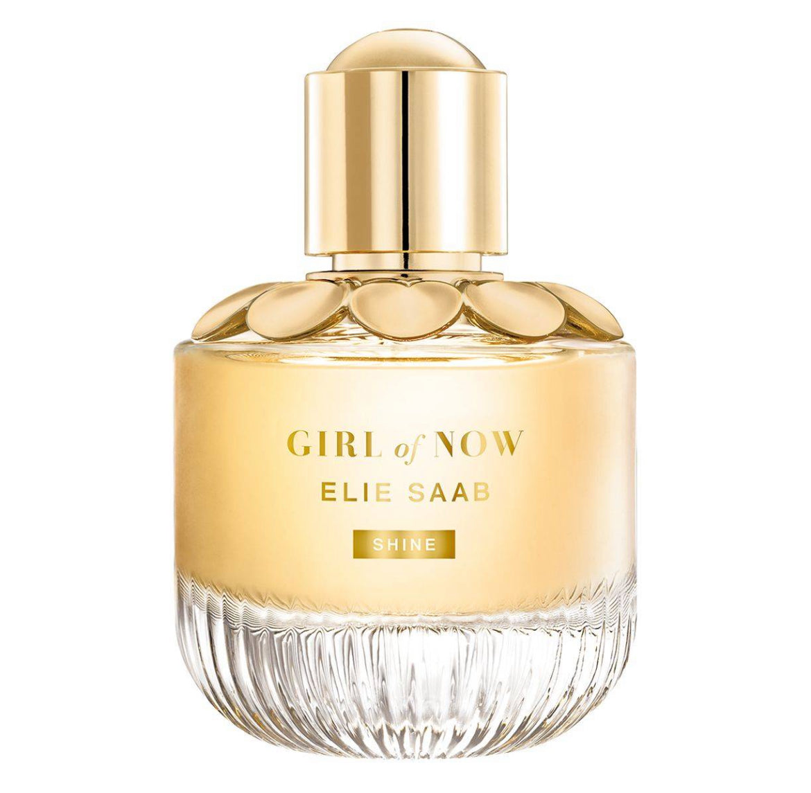 Flacon doré du parfum Girl of Now Shine sur fond lumineux et chic. Livraison rapide partout au Maroc

