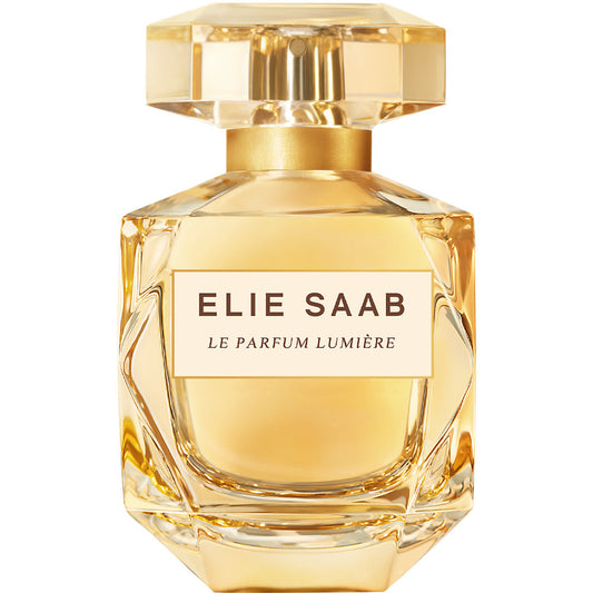 Flacon du Parfum Lumière d’Elie Saab baigné de lumière dorée. Livraison gratuite

